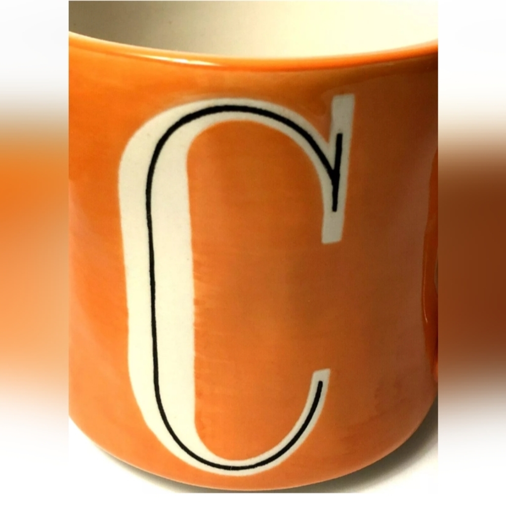 Anthropologie FALL Mug Hand Painted Letter Orange Ceramic Mug with Letter C - Picture 4 of 4